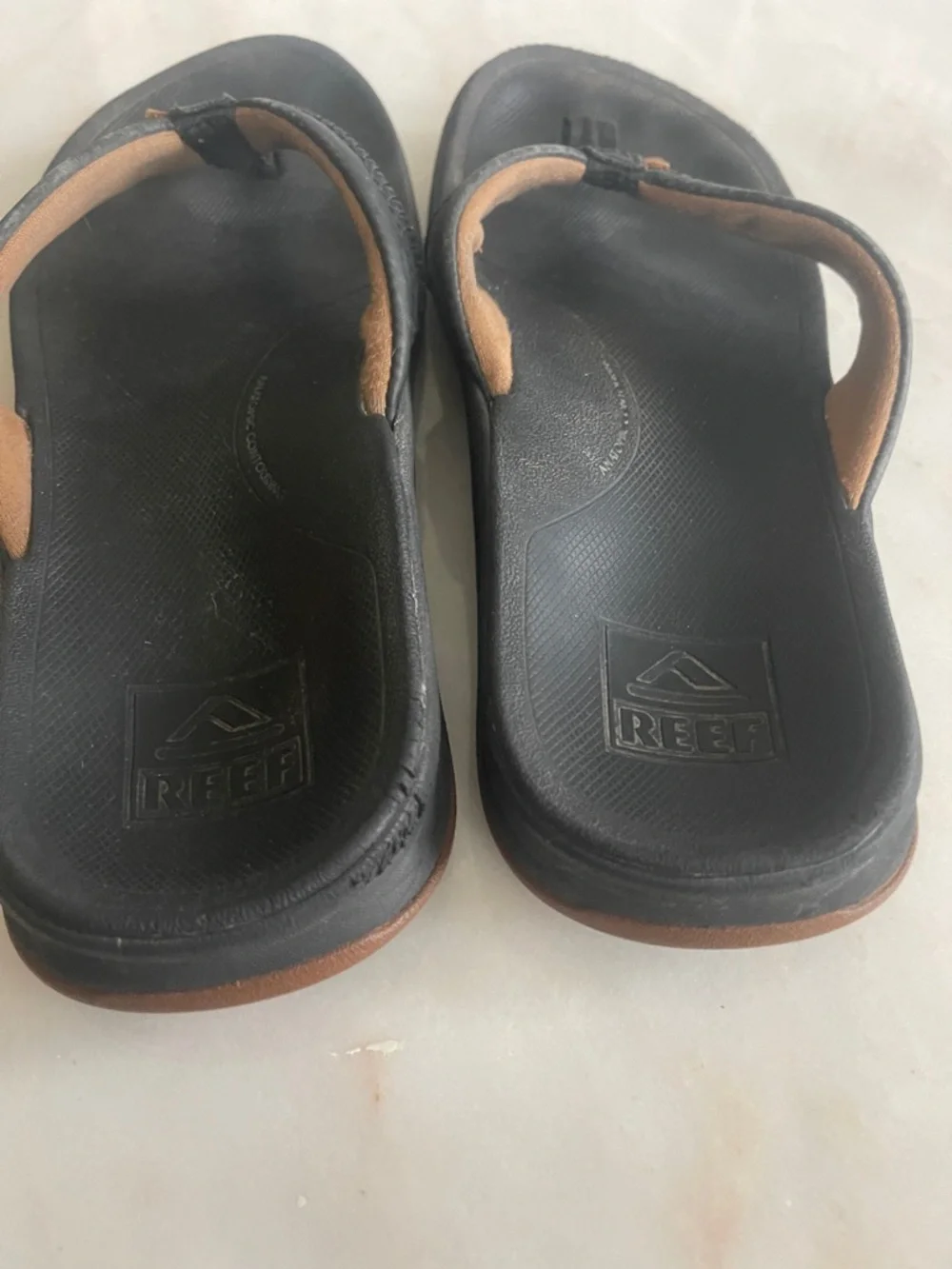 Reef Black Flip Sandals with Brown Accents